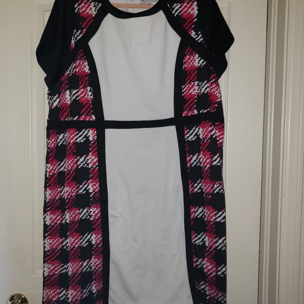 Shelby & Palmer 20W Pencil Dress Color Block Houndstooth
